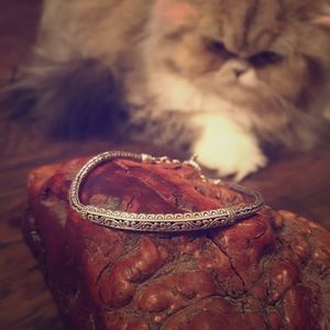 .925 Sterling Silver filigree bangle bracelet